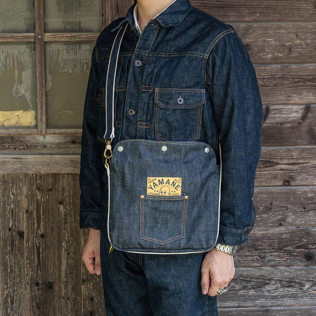 YAMANE LOT.9066 DENIM FOUR-WAY FLAP SHOULDER BAG 12 INCH - DENIM