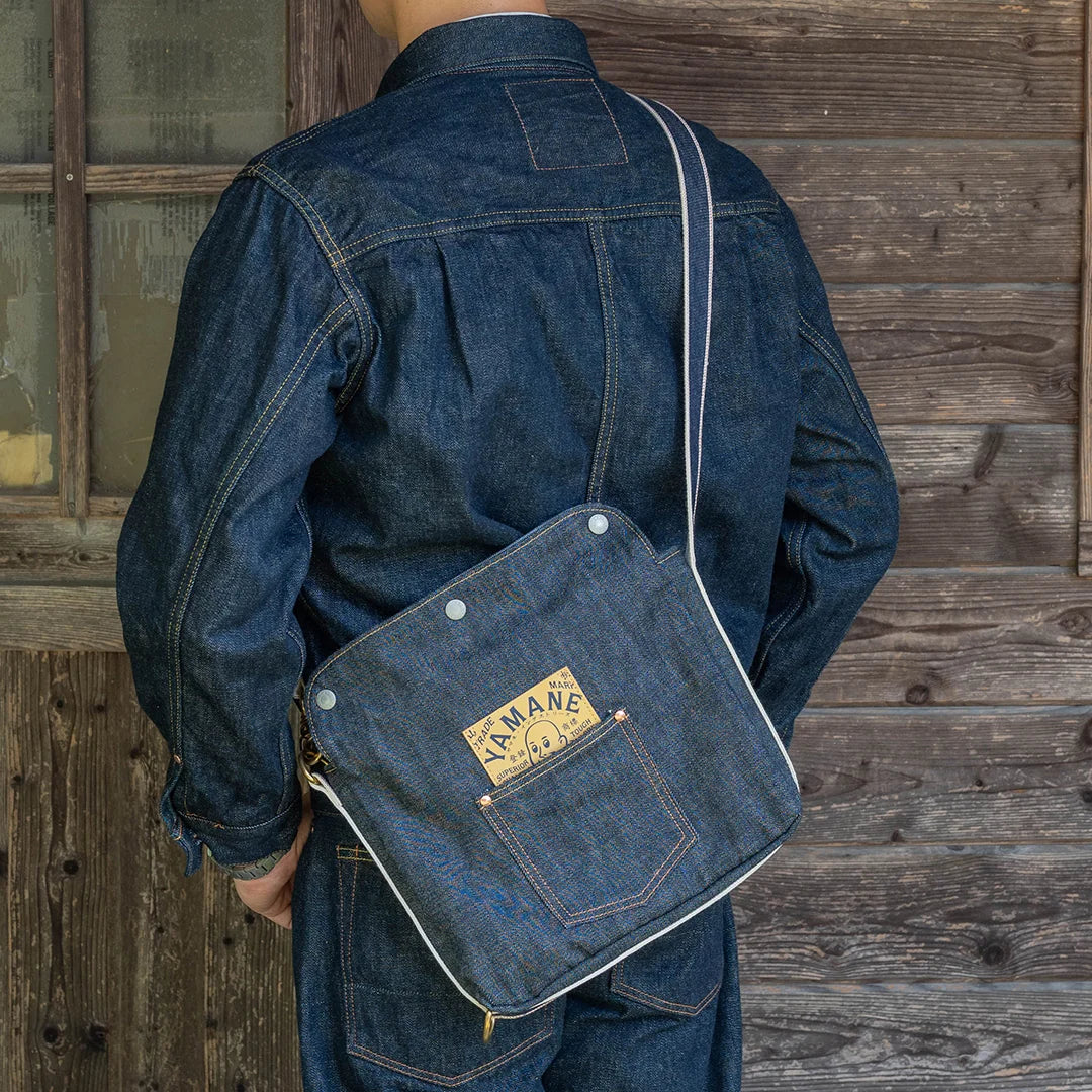 YAMANE LOT.9066 DENIM FOUR-WAY FLAP SHOULDER BAG 12 INCH - DENIM