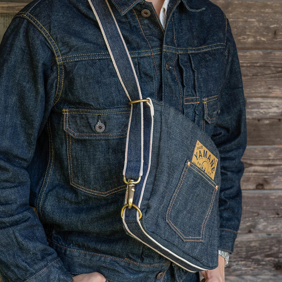 YAMANE LOT.9066 DENIM FOUR-WAY FLAP SHOULDER BAG 12 INCH - DENIM