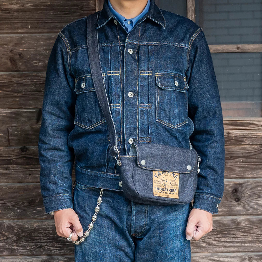 YAMANE LOT.9105 DENIM SNAP ON WIDE 9 INCH - DENIM