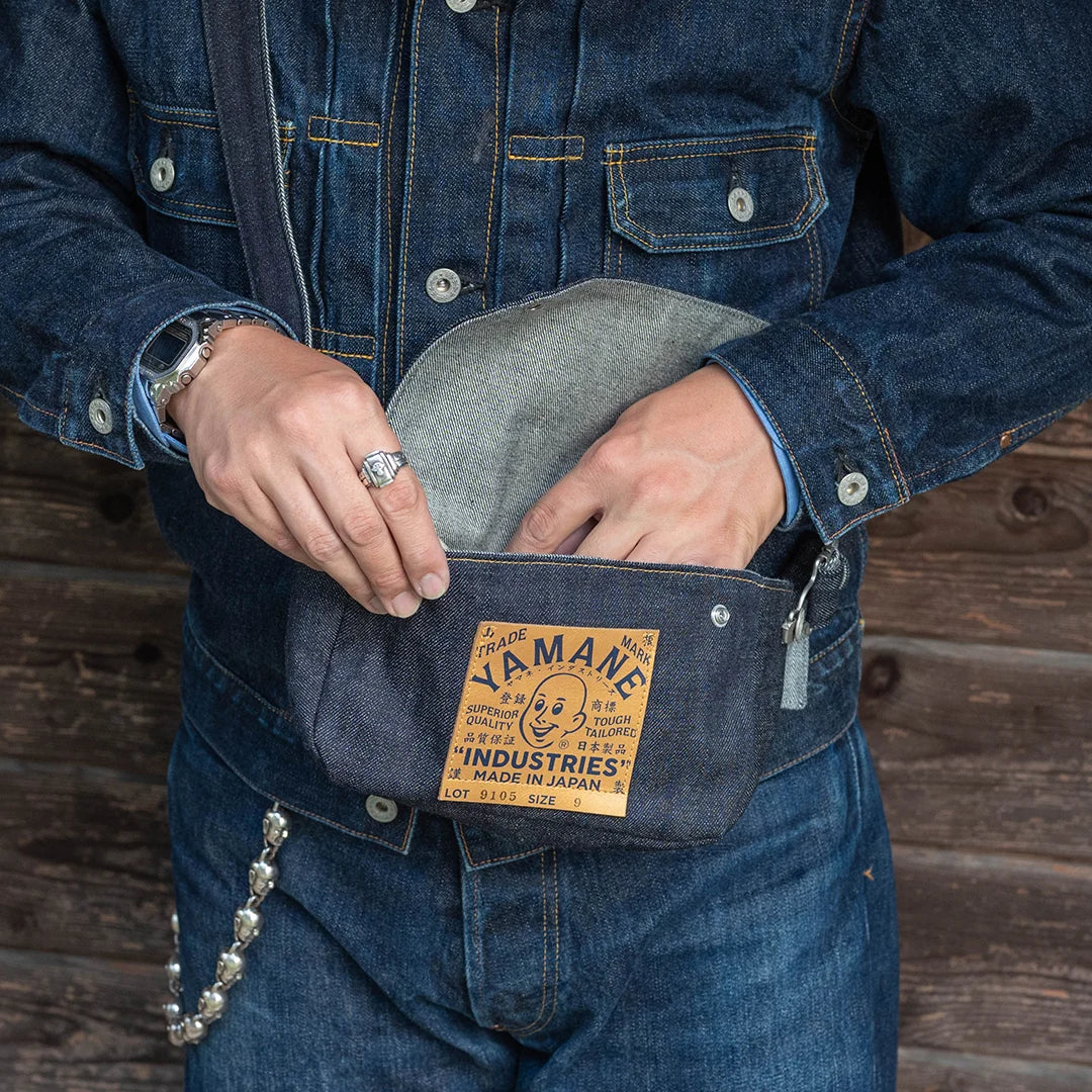 YAMANE LOT.9105 DENIM SNAP ON WIDE 9 INCH - DENIM