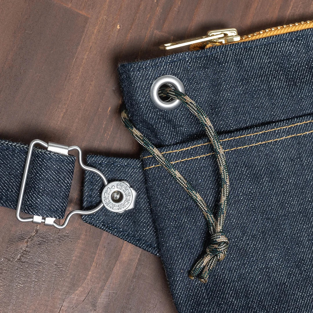 YAMANE LOT.9112 DENIM ZIP SHOULDER BAG EYELET 10 INCH - DENIM