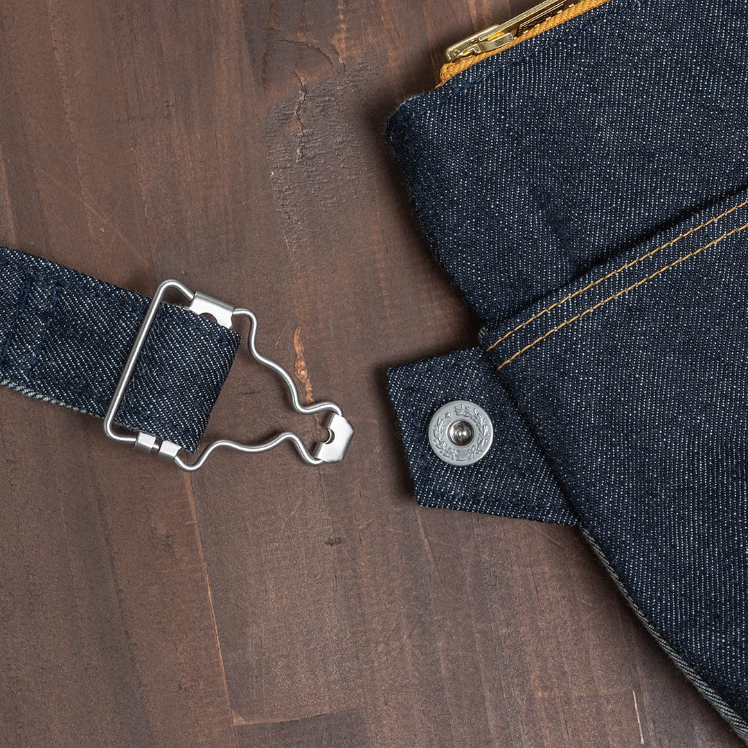 YAMANE LOT.9113 DENIM ZIP SHOULDER BAG WIDE 15 INCH - DENIM