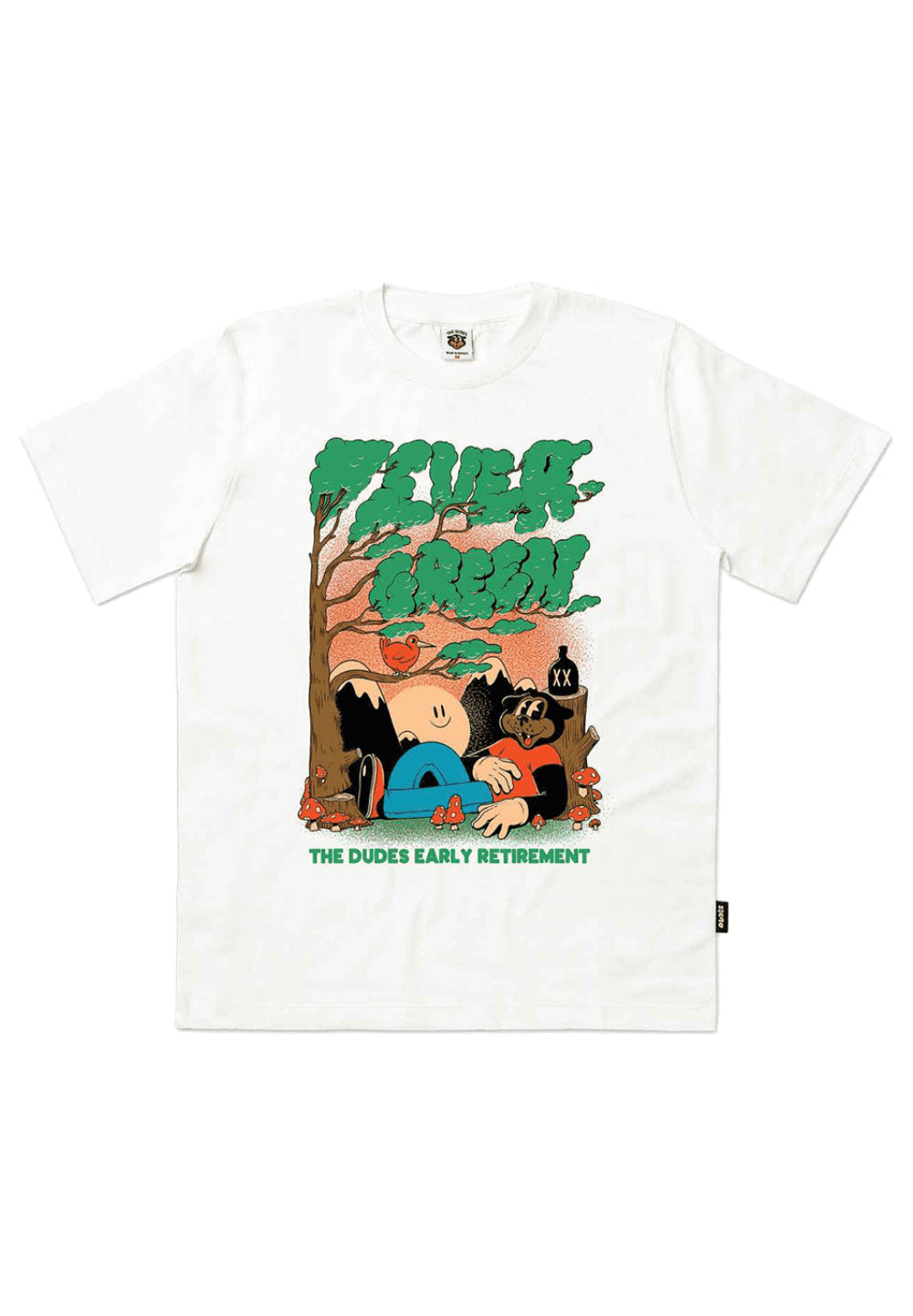 THE DUDES EVERGREEN T-SHIRT - WHITE
