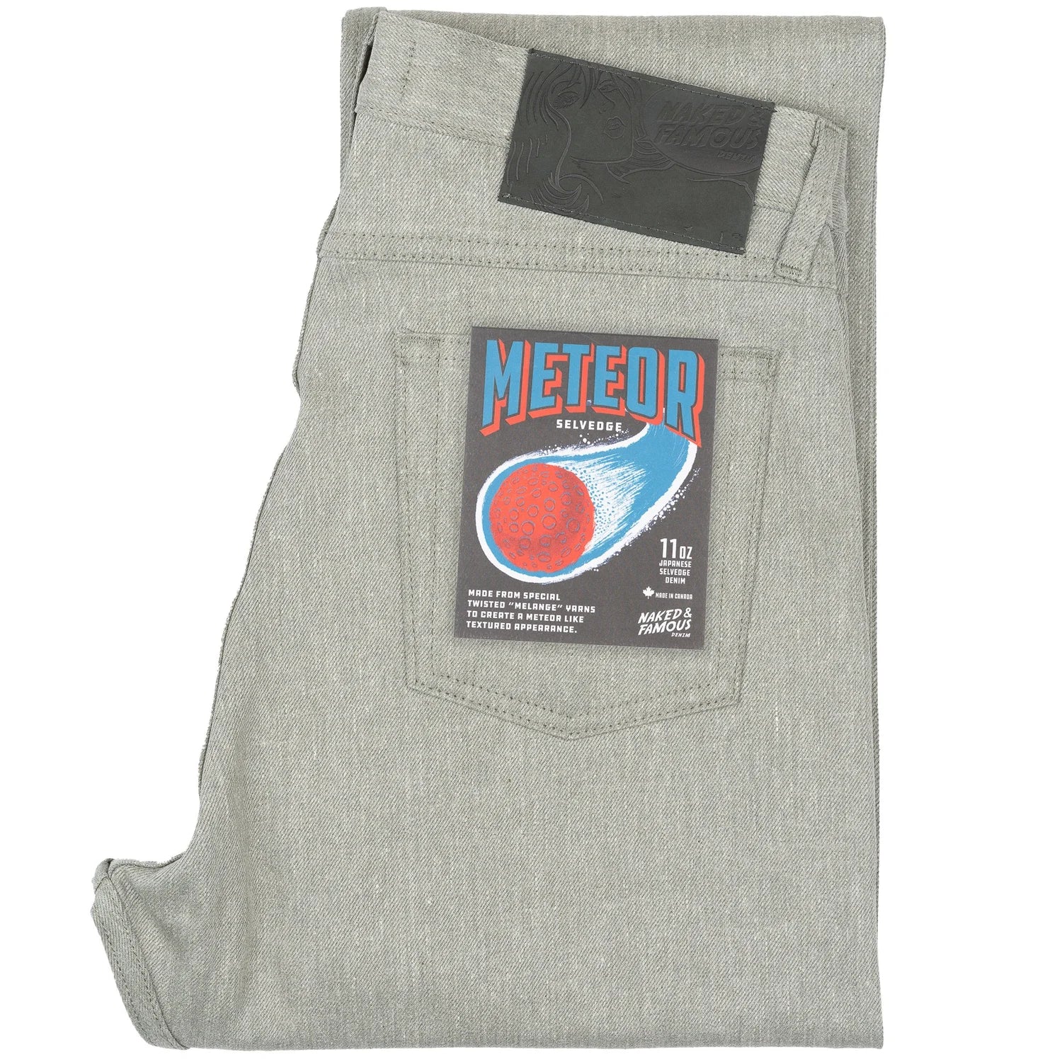 Naked & Famous Weird Guy — Meteor Selvedge Grey — front view