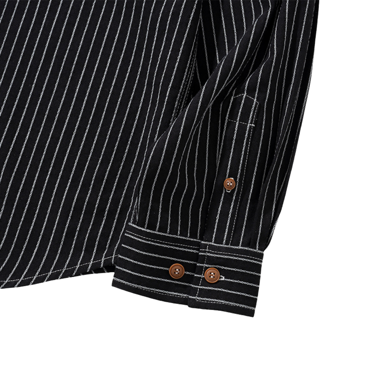 UNIFORM BRIDGE POCKET STRIPE SHIRTS - BLACK