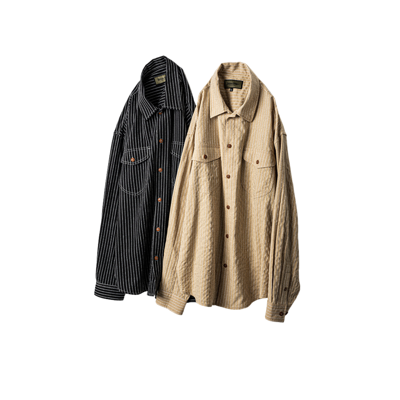 UNIFORM BRIDGE POCKET STRIPE SHIRTS - BLACK