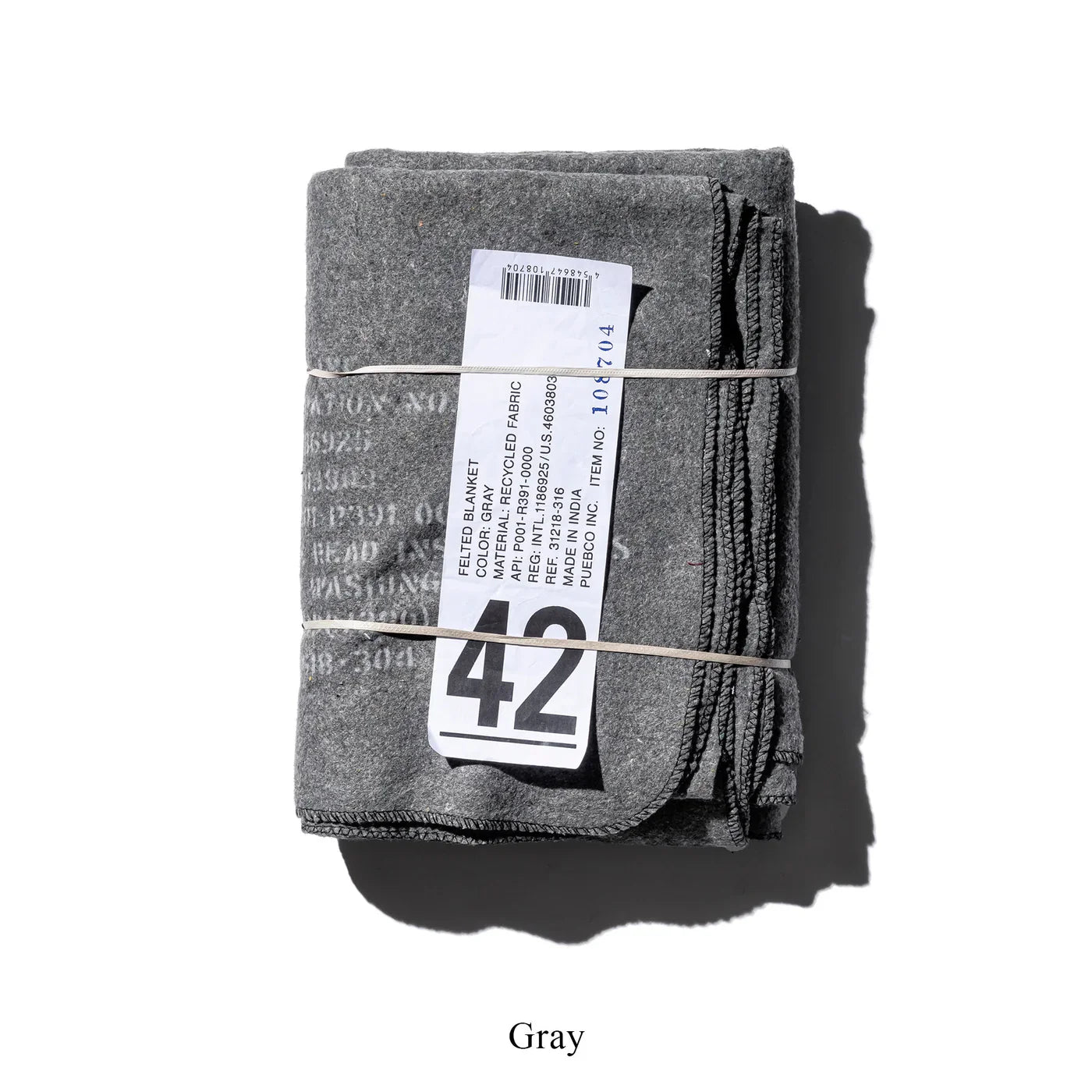 Puebco Felted Blanket — Gray — front view