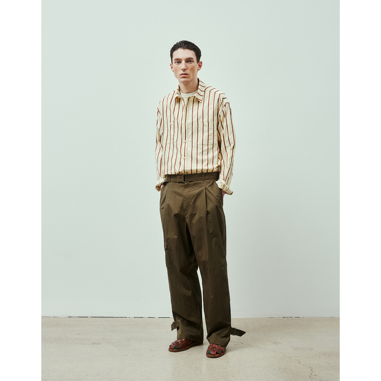 UNIFORM BRIDGE VINTAGE STRIPE WORK SHIRTS - BLACK