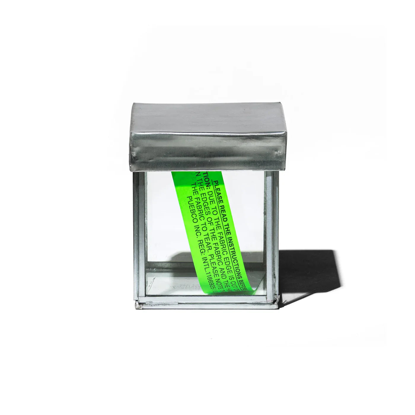 PUEBCO GLASS BOX W/RECYCLE STEEL LID COTTON SWAB - NO COLOR
