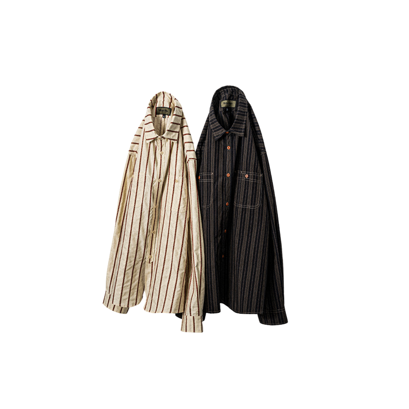 UNIFORM BRIDGE VINTAGE STRIPE WORK SHIRTS - BLACK