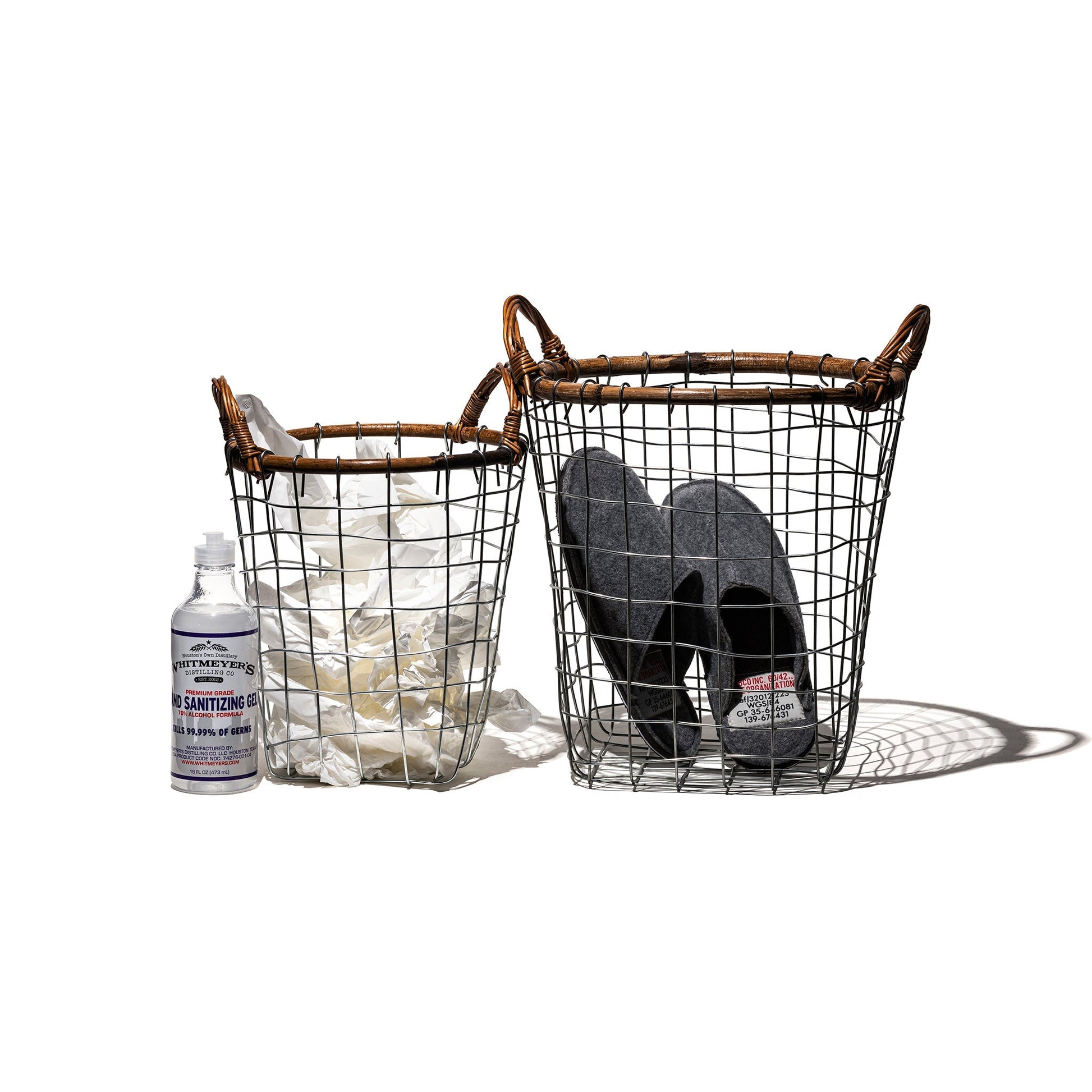PUEBCO RATTAN TOP WIRE BASKET / Small