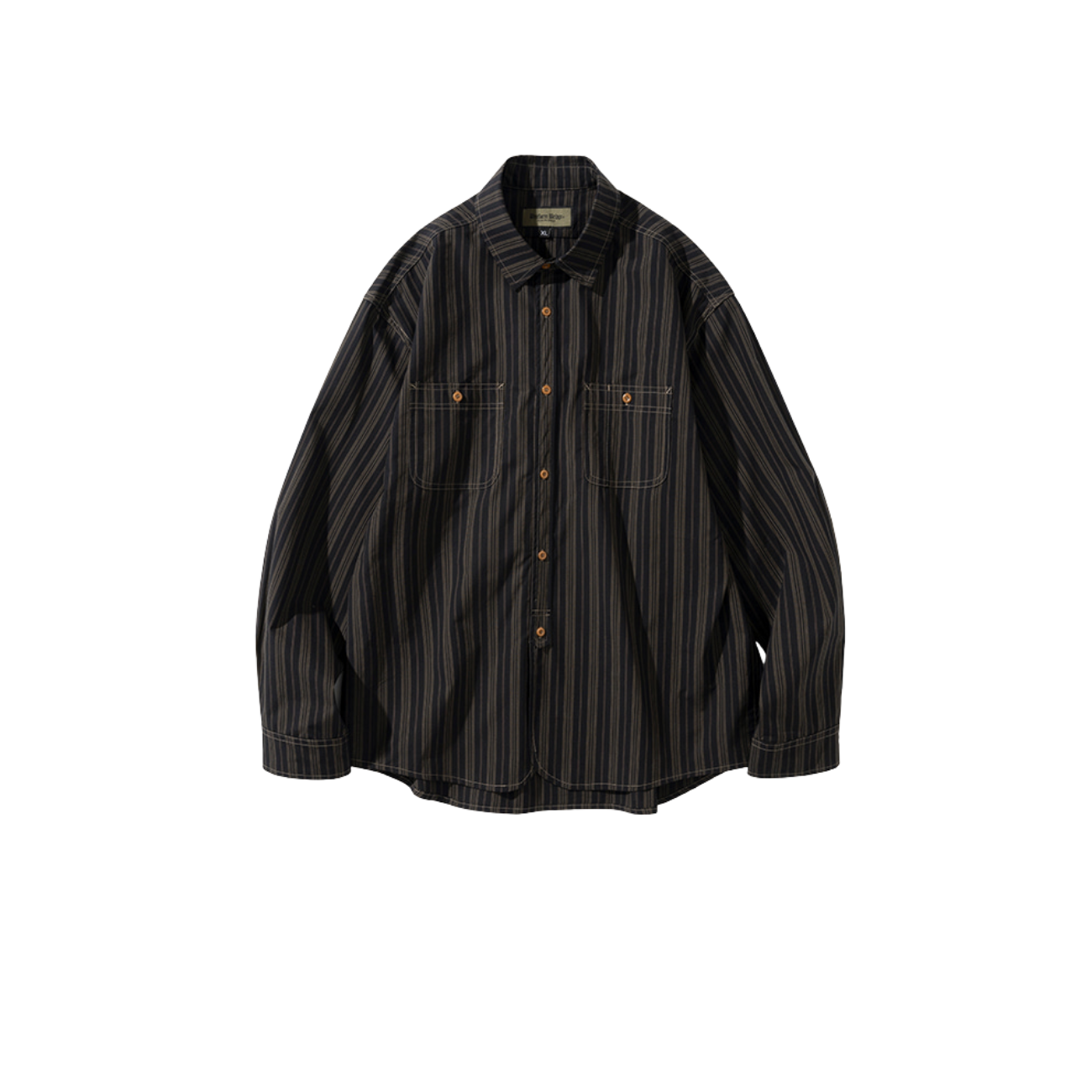 UNIFORM BRIDGE VINTAGE STRIPE WORK SHIRTS - BLACK