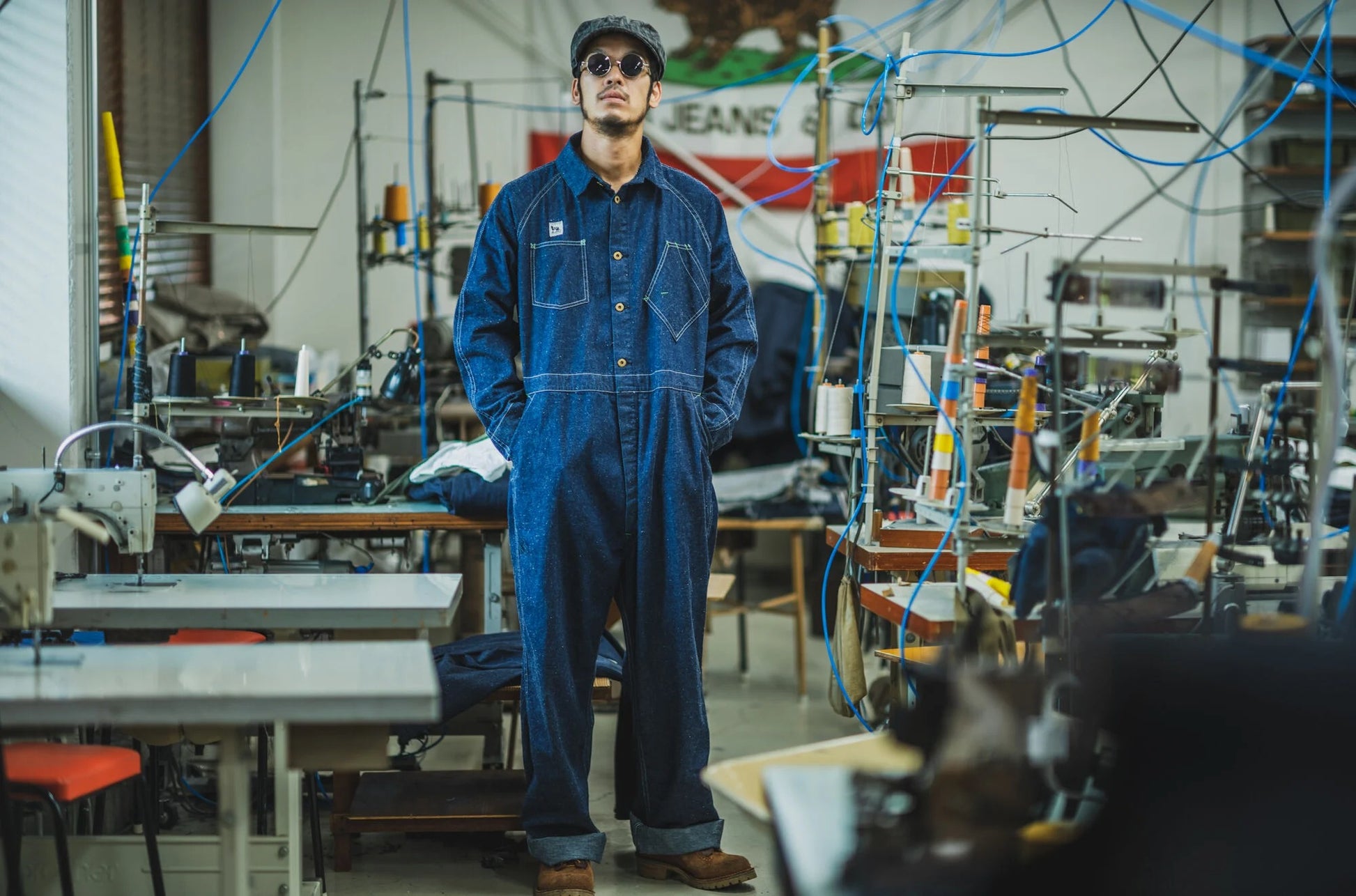 TCB BLACK CAT CREW SUIT - INDIGO