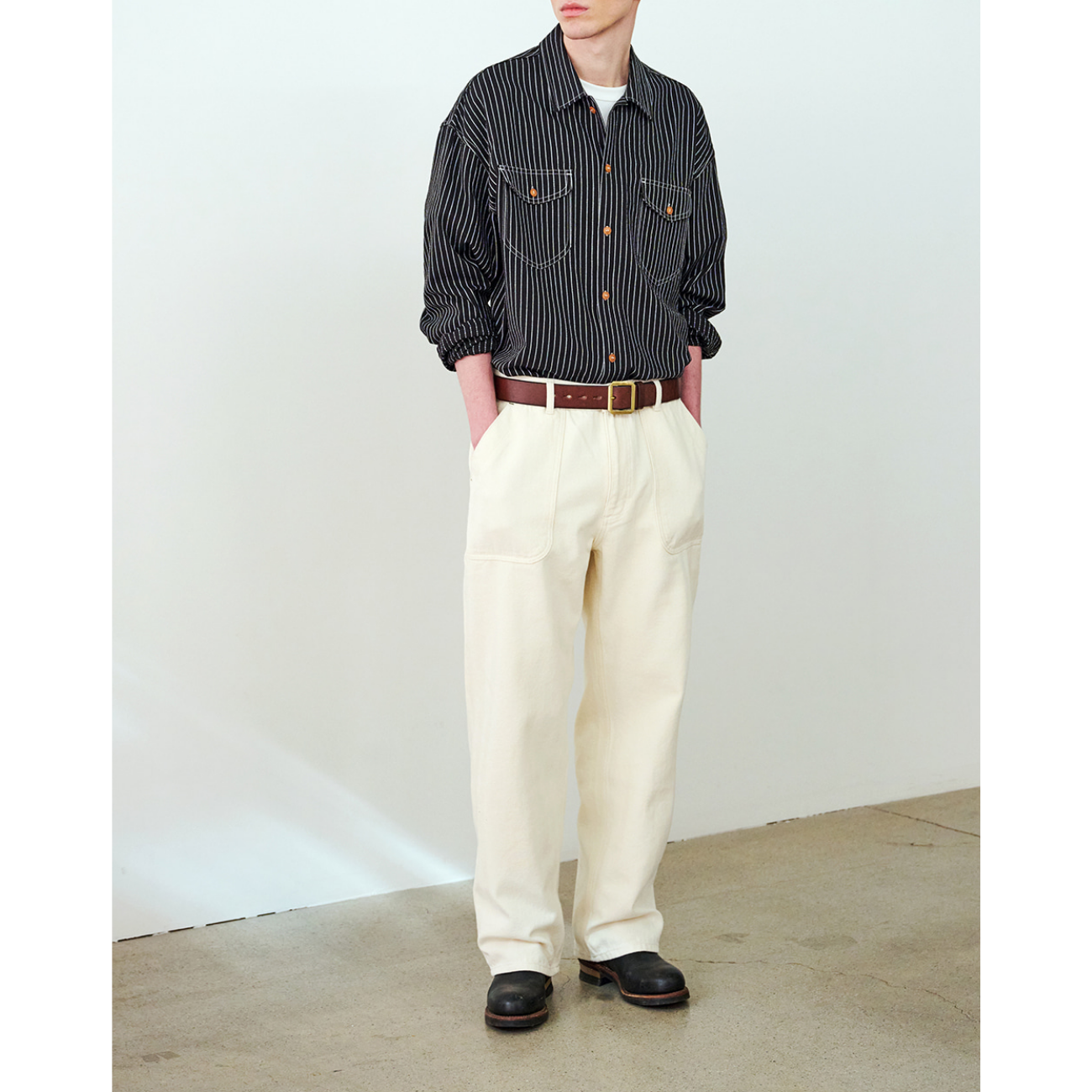 UNIFORM BRIDGE HBT DECK PANTS - IVORY