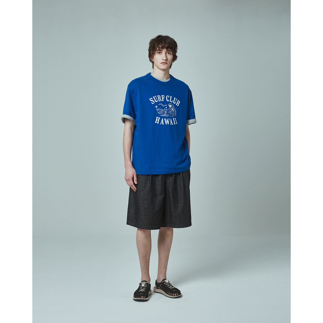 UNIFORM BRIDGE AE DENIM STRING EASY SHORT PANTS 6OZ - BLACK WASHED