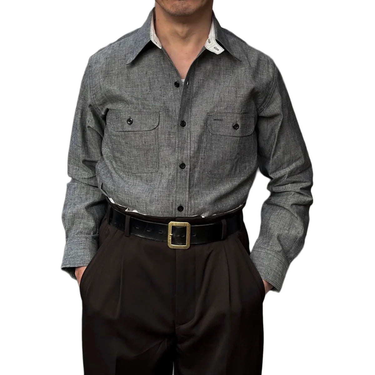 DRY BONES NEP WORK SHIRT - GRAY