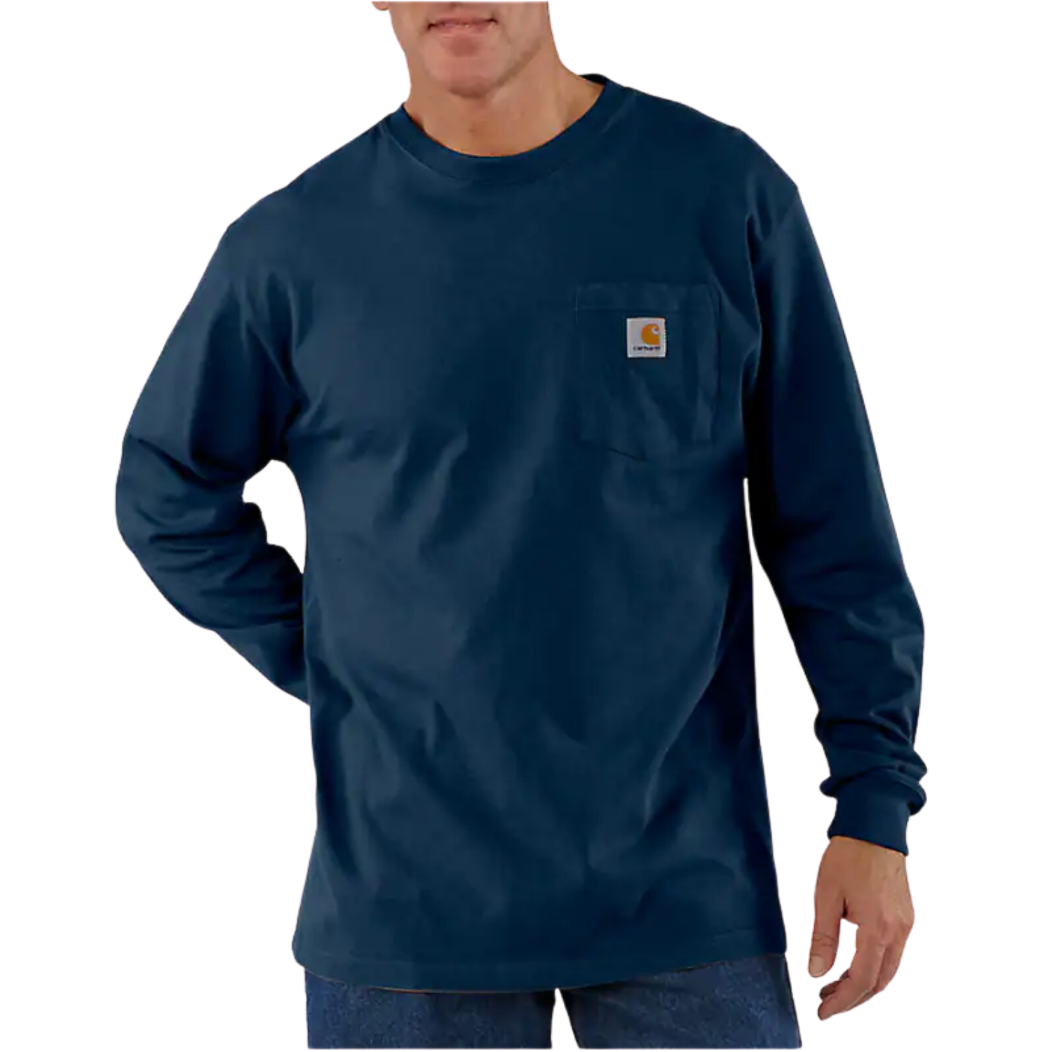 CARHARTT LOOSE FIT HEAVYWEIGHT LONG-SLEEVE POCKET T-SHIRT - NAVY