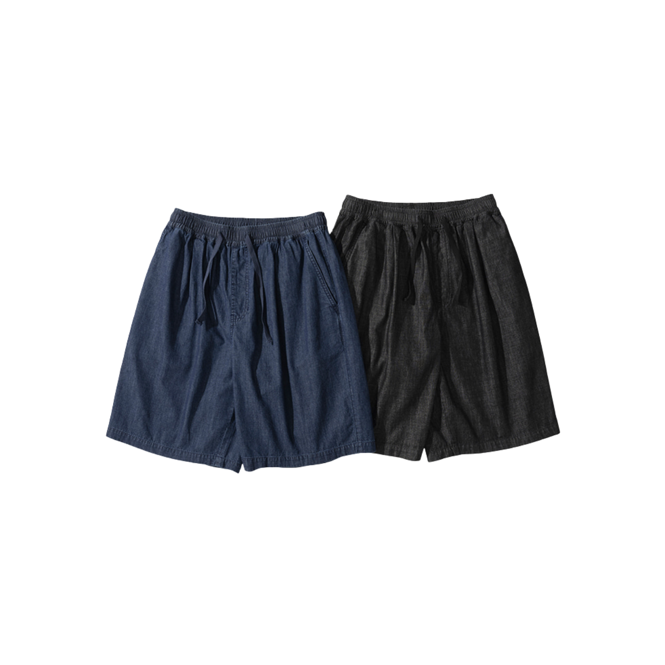 UNIFORM BRIDGE AE DENIM STRING EASY SHORT PANTS 6OZ - BLACK WASHED