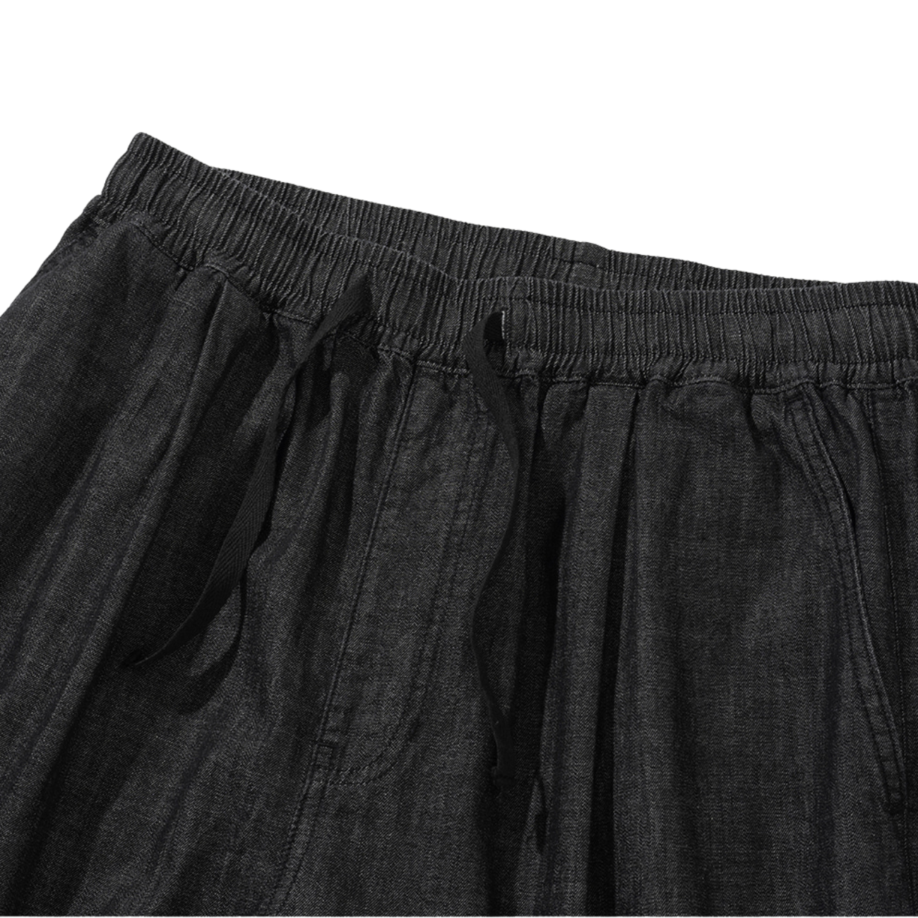 UNIFORM BRIDGE AE DENIM STRING EASY SHORT PANTS 6OZ - BLACK WASHED