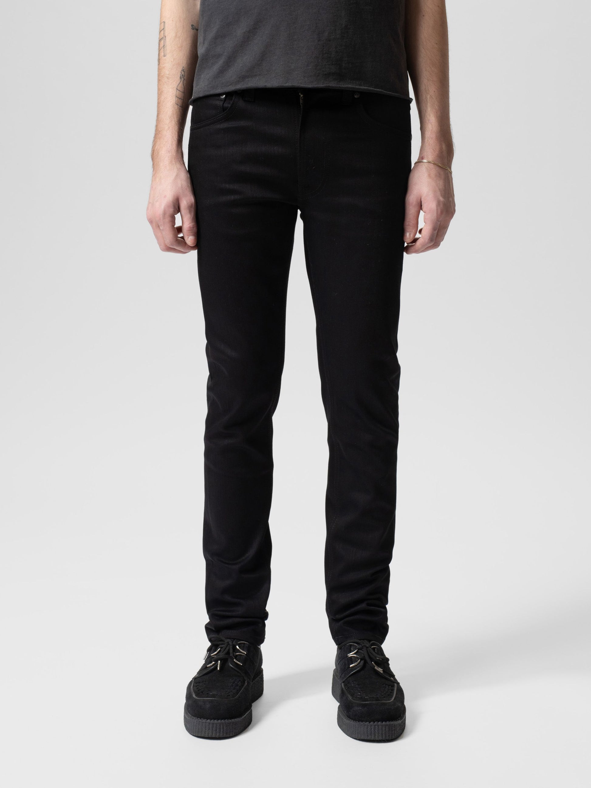 NUDIE JEANS LEAN DEAN - DRY EVERBLACK