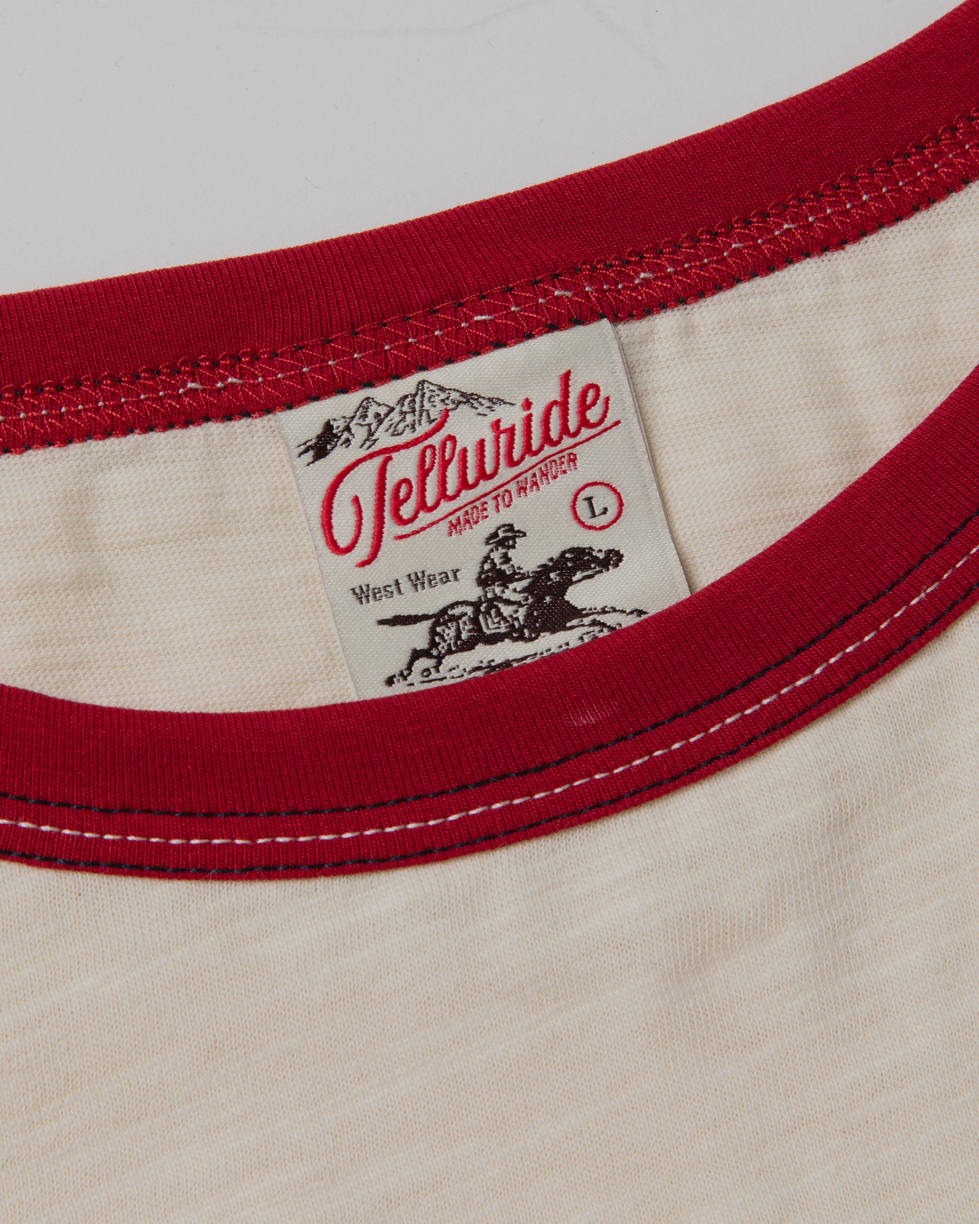 TELLURIDE RINGER TEE SLICKS - WHITE/BURGUNDY