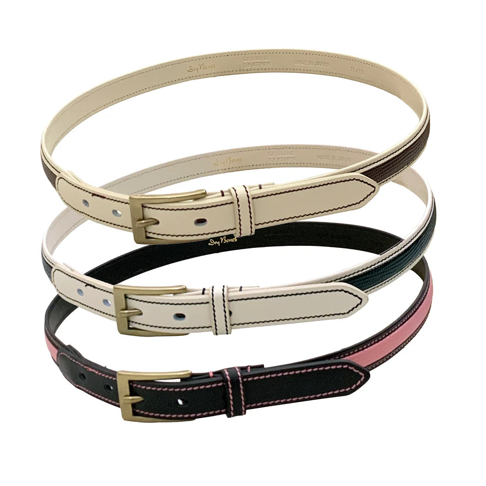 DRY BONES LIZARD EMBOSS BELT - WHITE/BROWN