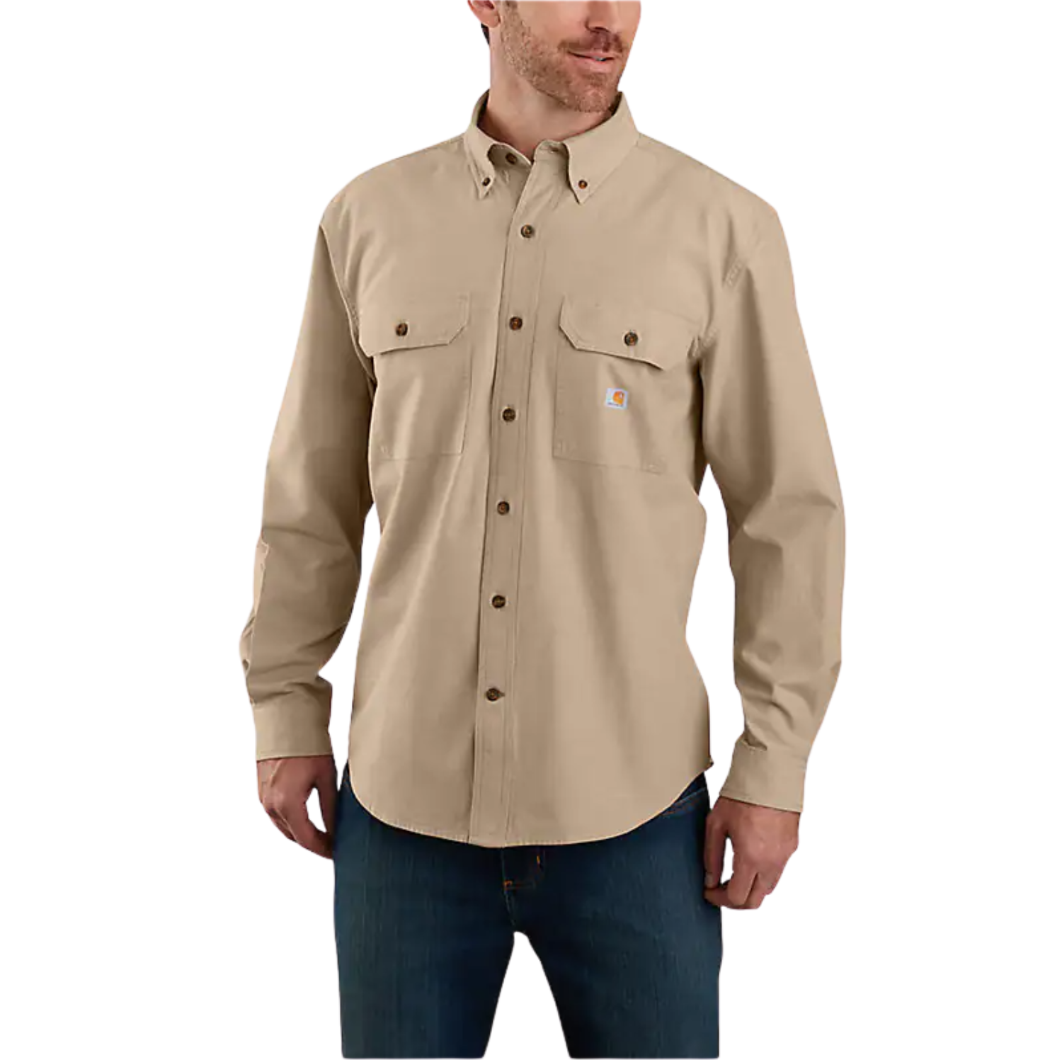 CARHARTT LOOSE FIT MIDWEIGHT CHAMBRAY LONG-SLEEVE SHIRT - DARK TAN CHAMBRAY
