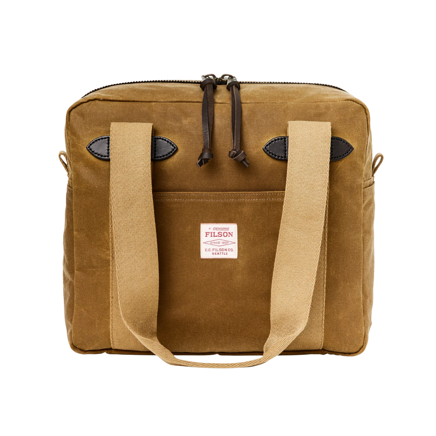 FILSON TIN CLOTH ZIPPER TOTE BAG - DARK TAN