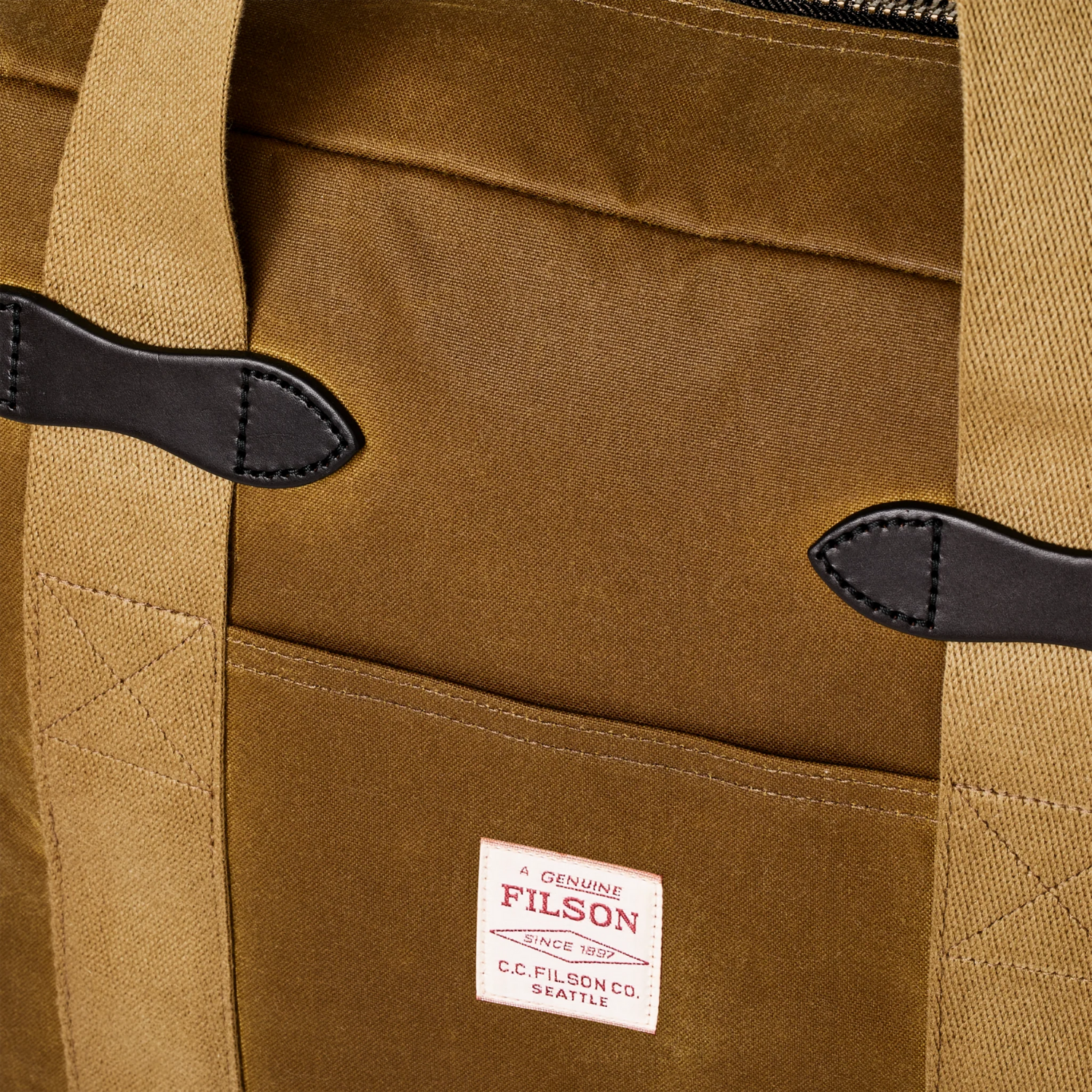 FILSON TIN CLOTH ZIPPER TOTE BAG - DARK TAN