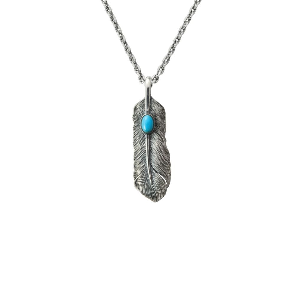 Saad Feather Turquoise Left Facing Pendant Small — front view