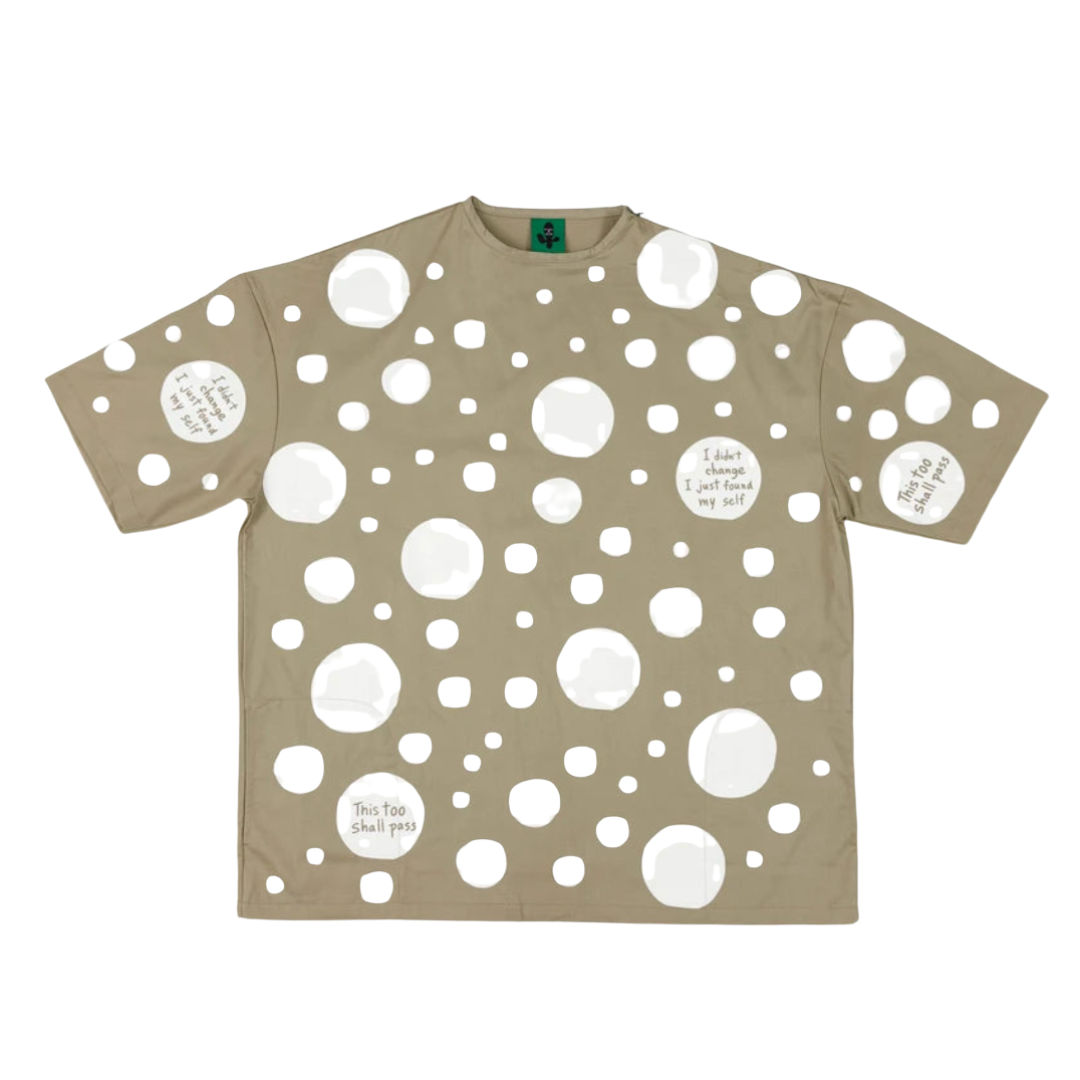 BLACK CACTUS BS259 OVERSIZE ZIP SHOULDER GREEN WHITE DOT