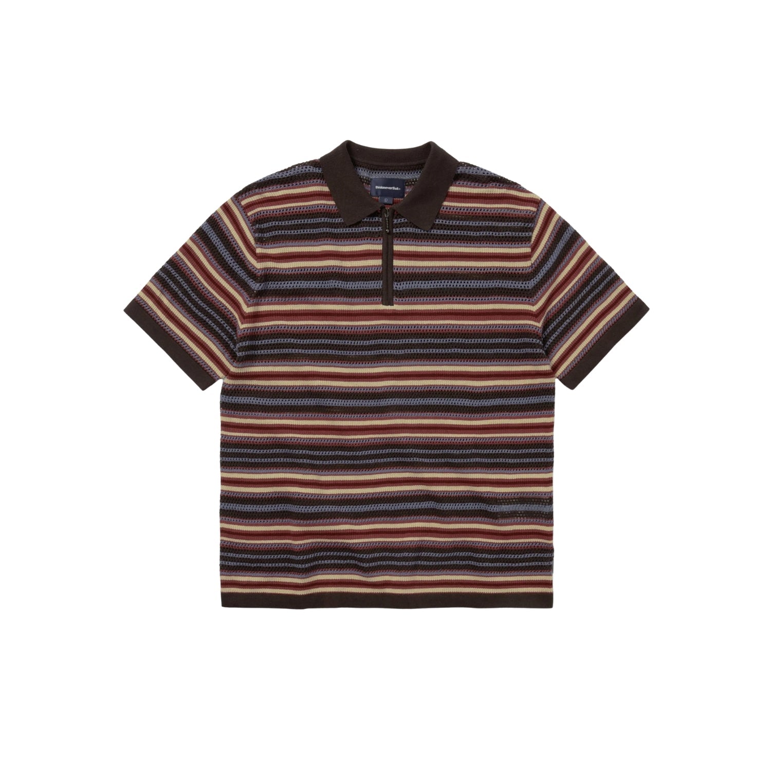 THISISNEVERTHAT STRIPED S/S KNIT POLO - RED