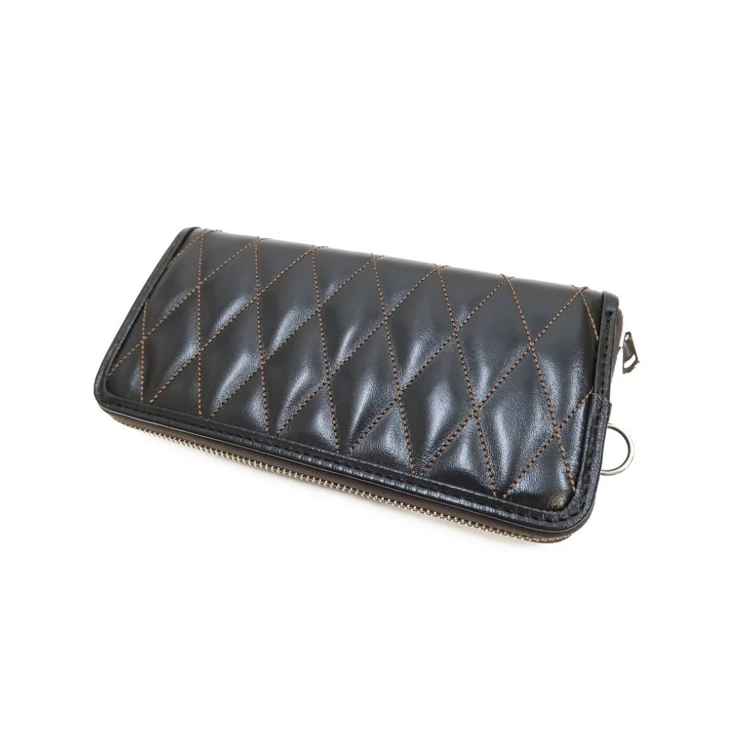 Toys McCoy Leather Quilted Long Wallet — Black — front view