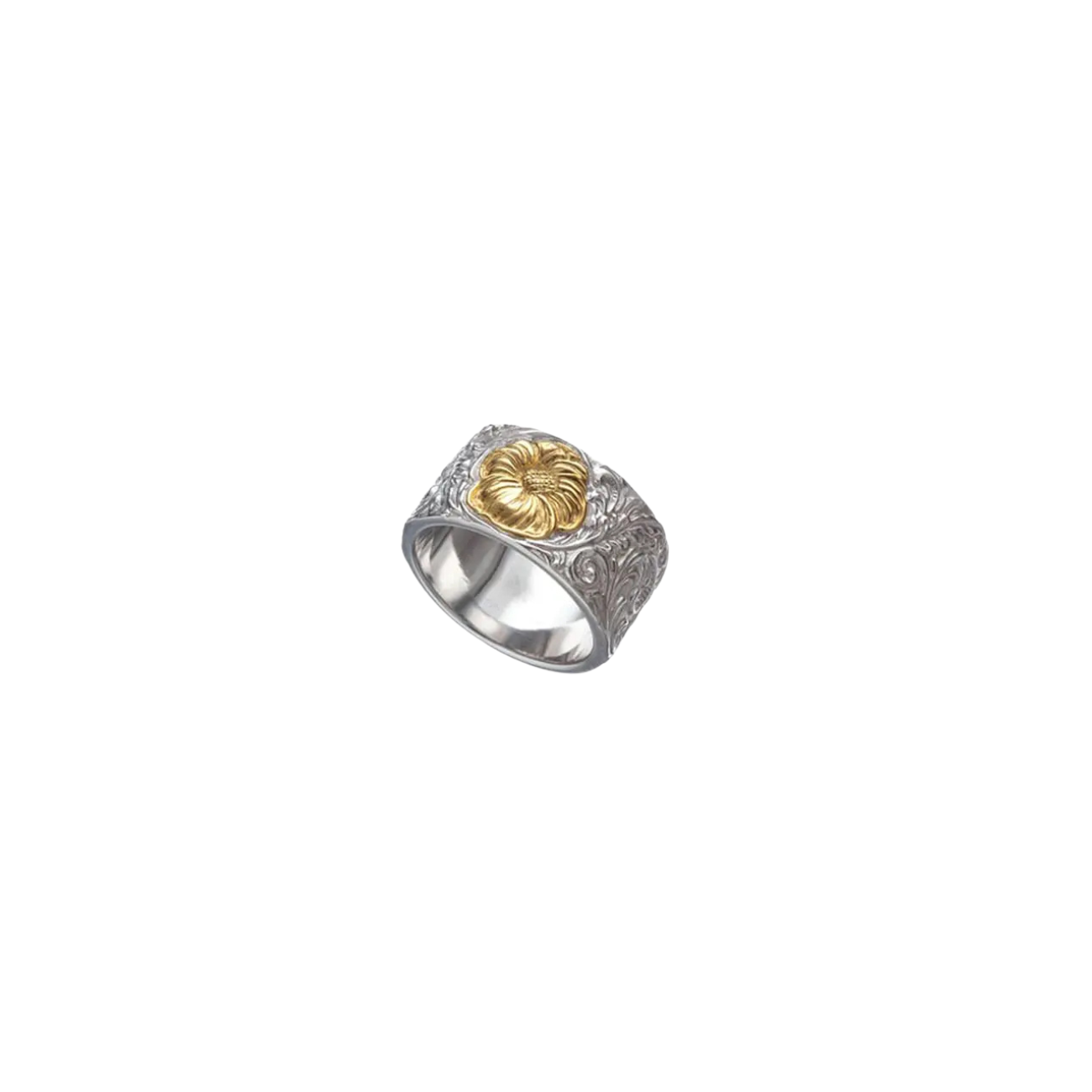 SAAD SHERIDAN CARVING SILVER 925 K24 (24K) GOLD PLATED RING/RING - No Color