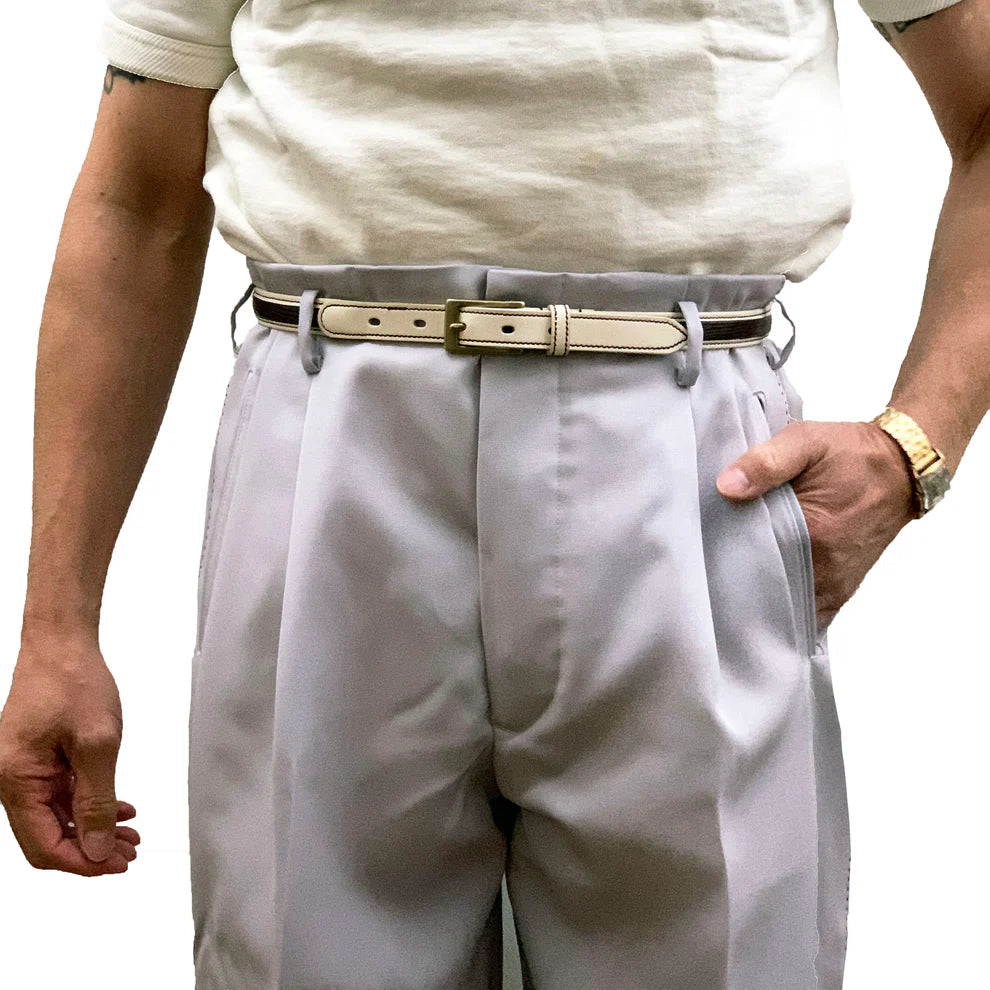 DRY BONES LIZARD EMBOSS BELT - WHITE/BROWN