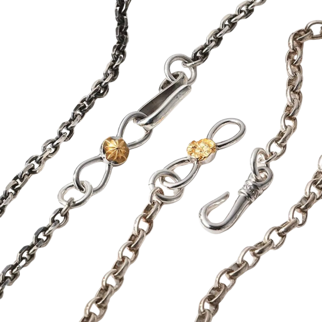 SAAD POPPY END PIECES SILVER 925 K24 (24K) GOLD PLATED NECKLACE PIECES - No Color