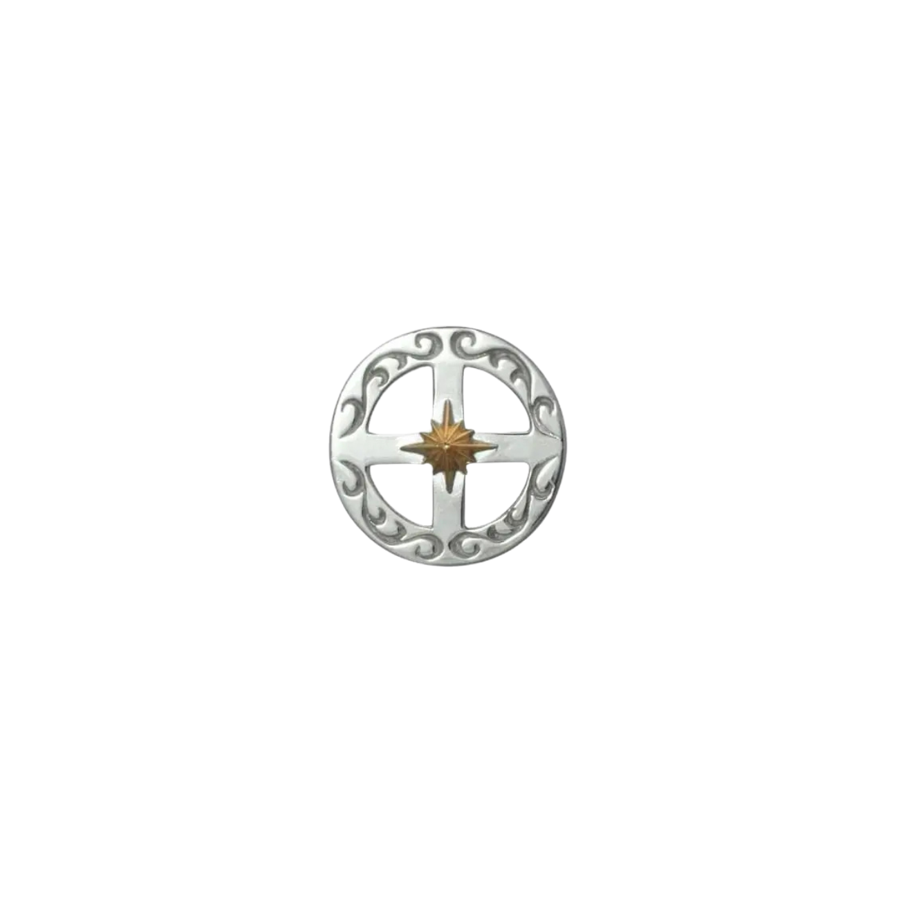 SAAD SUN SYMBOL MEDICINE WHEEL SILVER 925 K24 (24K) GOLD PLATED NECKLACE PARTS - No Color
