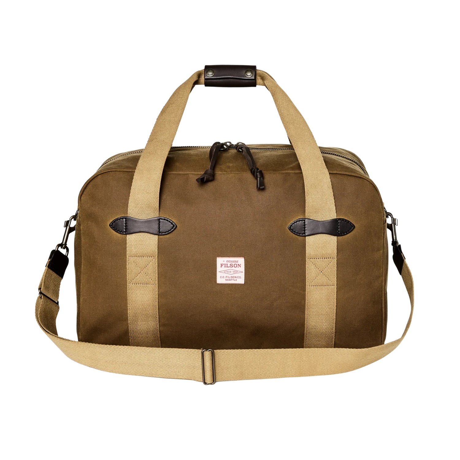Filson Medium Tin Cloth Duffle Bag — Dark Tan — front view