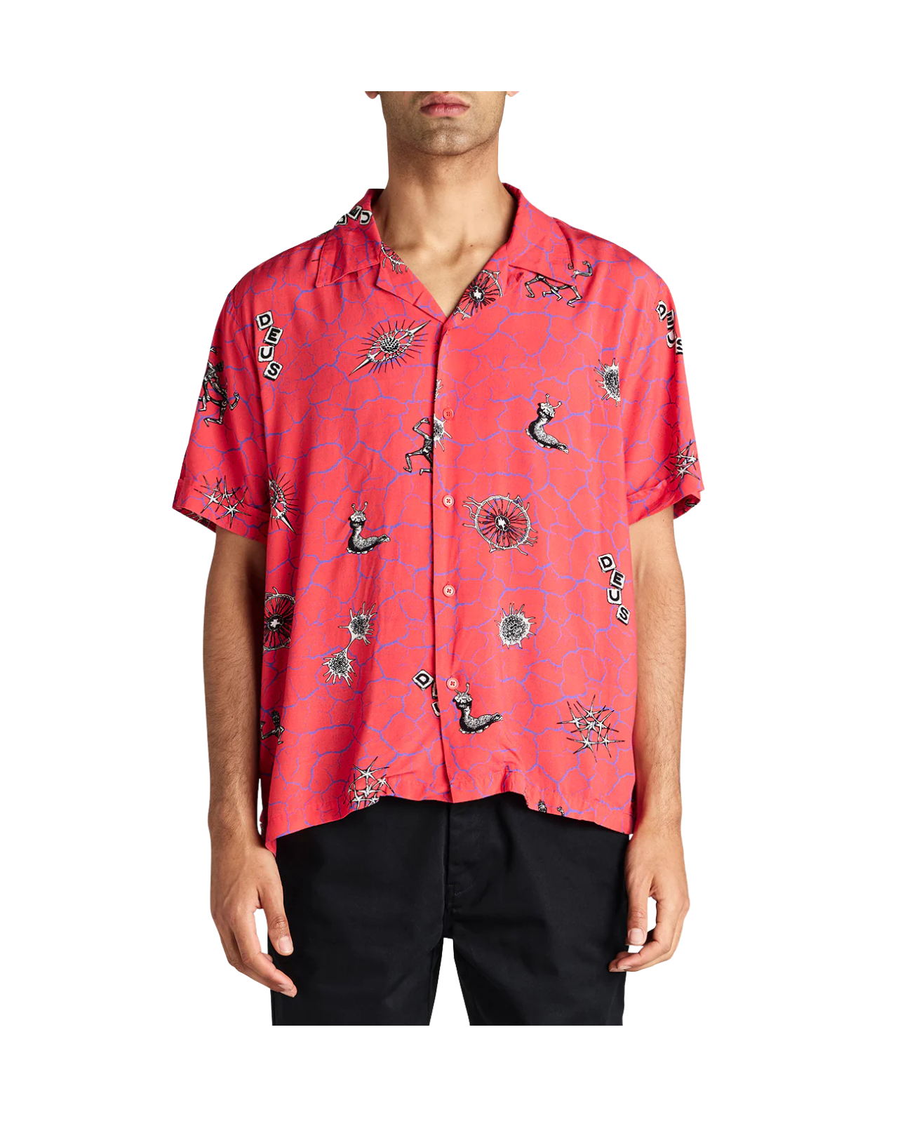 DEUS EX MACHINA VIBRANT VIRUS SHIRT - STRAWBERRY