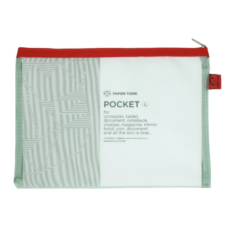 PAPIER TIGRE  POCHETTE MESH L - VERT D'EAU