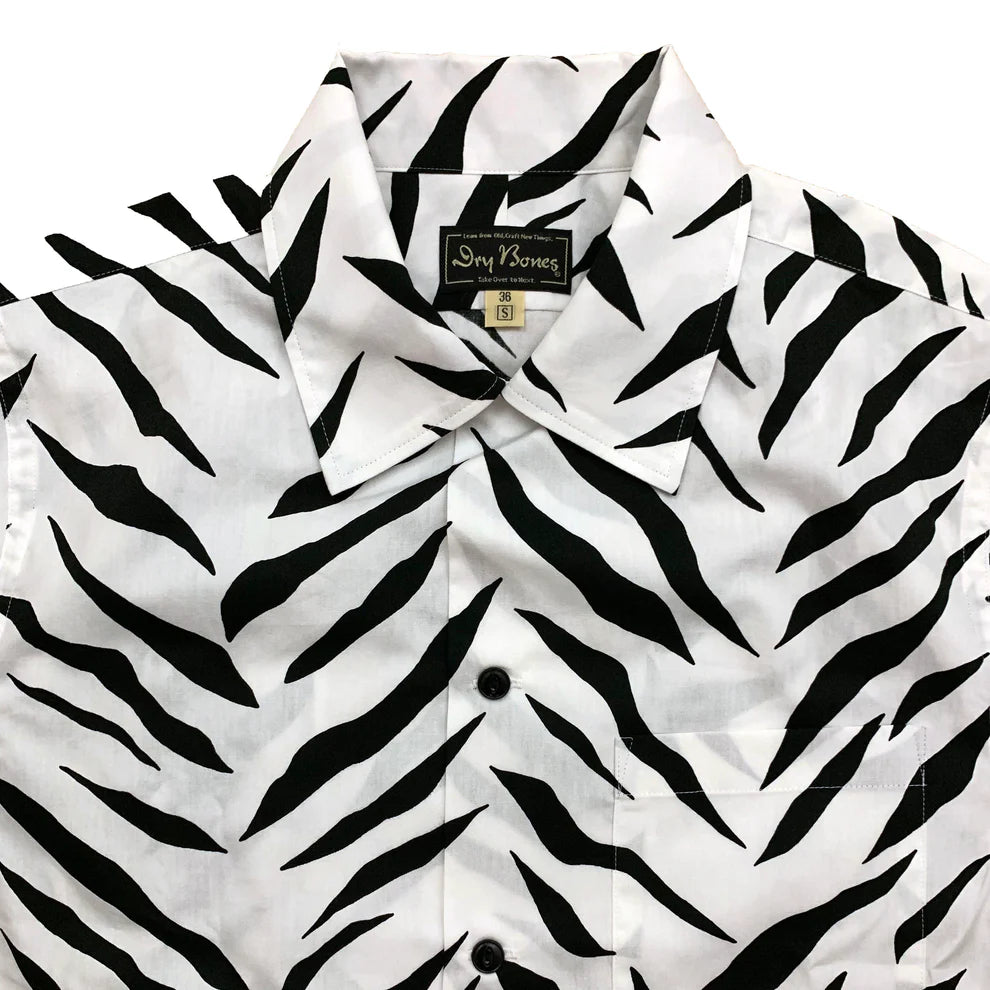 Dry Bones Short Sleeve Print Open Shirt Zebra — White — view 3