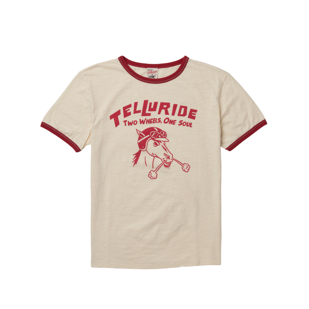 TELLURIDE - RINGER TEE ONE SOUL - WHITE/BURGUNDY