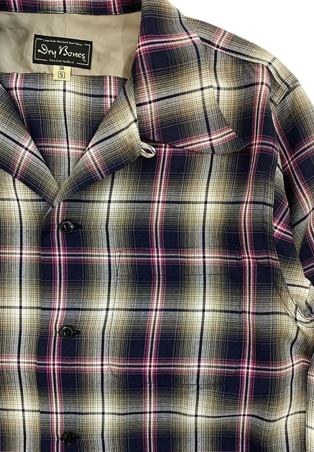 DRY BONES OMBRE CHECK OPEN SHIRT - NAVY