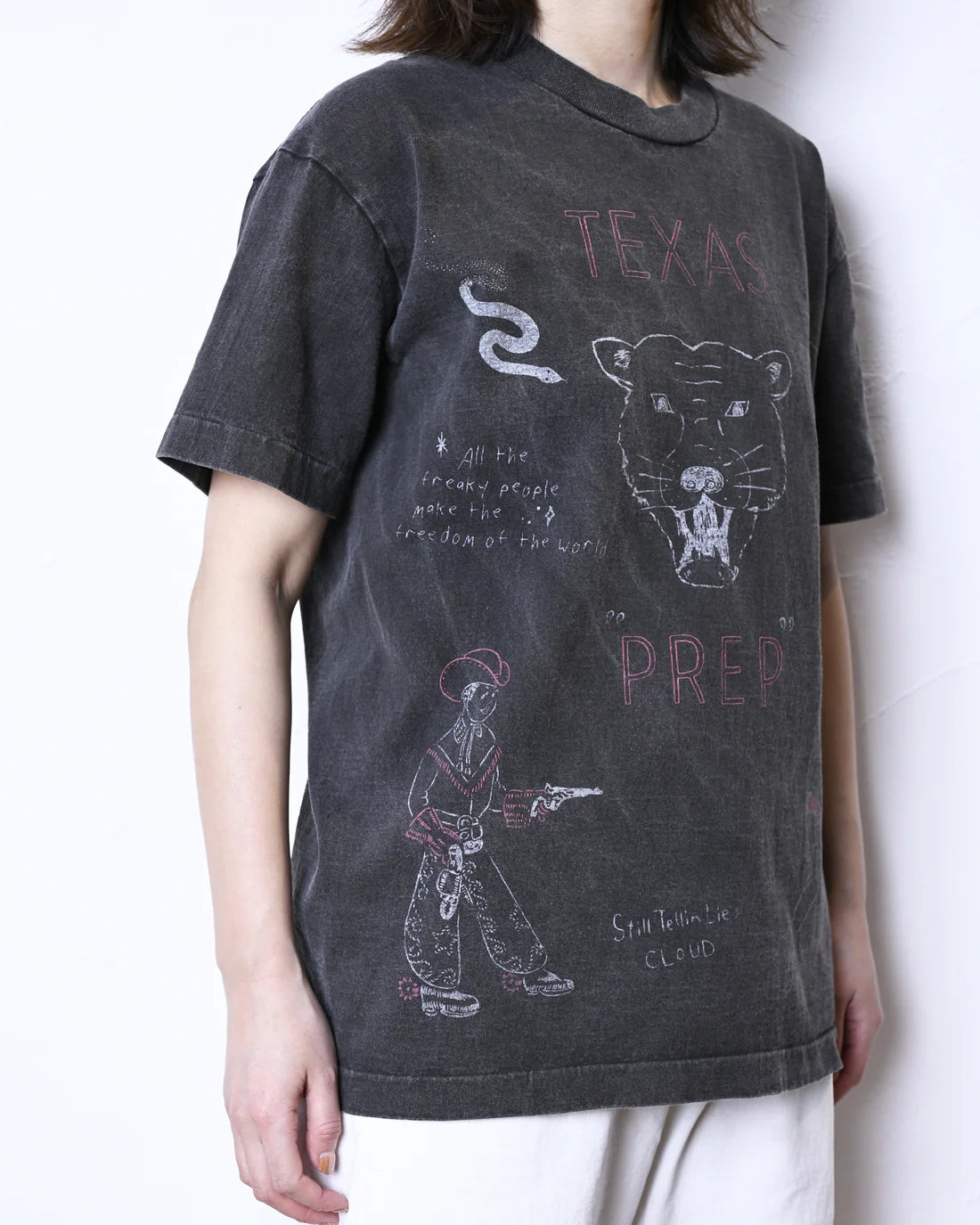 UNISON SPECIAL GIANT TUBE PG PRINT S/S TEE(TEXAS) - BLACK