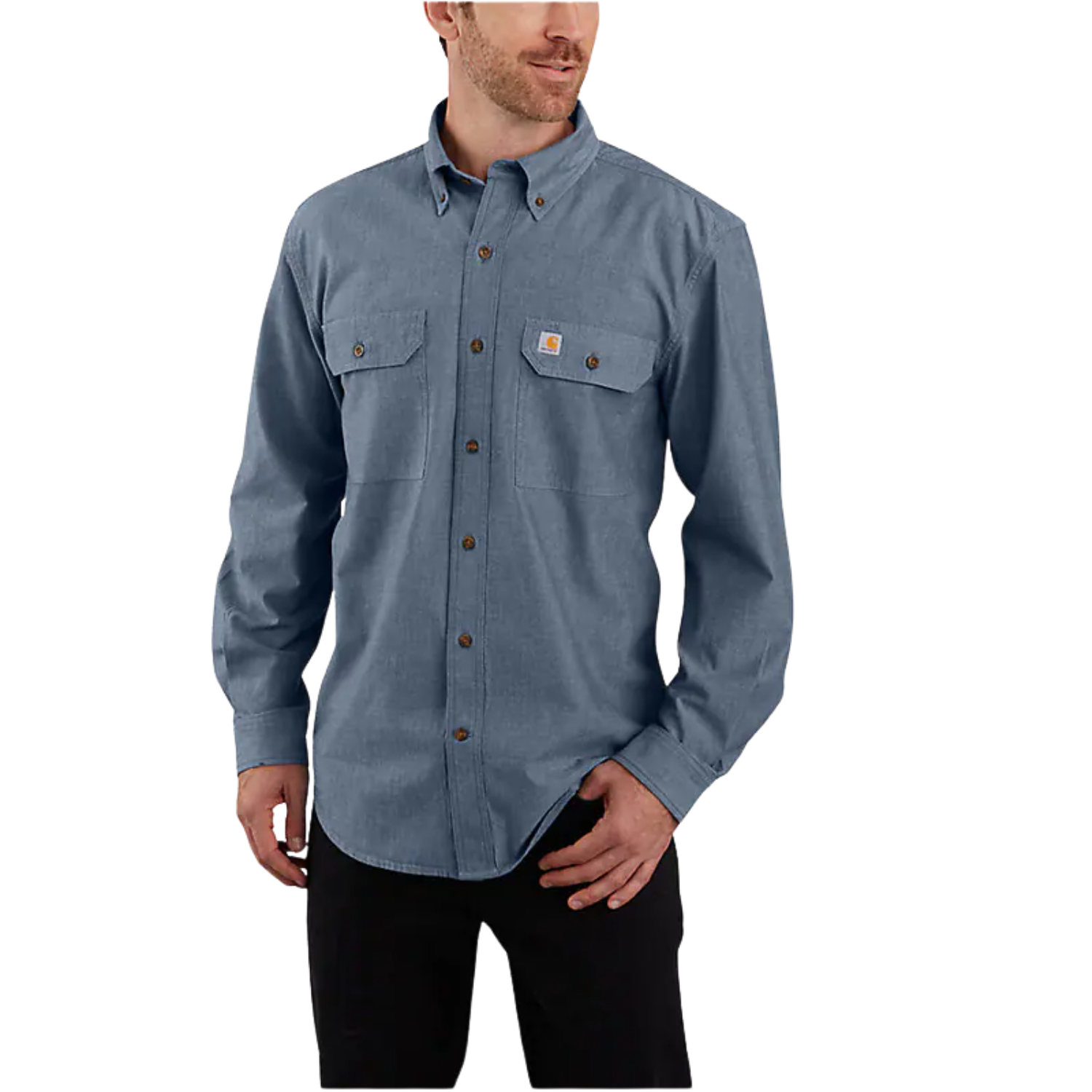 CARHARTT LOOSE FIT MIDWEIGHT CHAMBRAY LONG-SLEEVE SHIRT - DENIM BLUE CHAMBRAY
