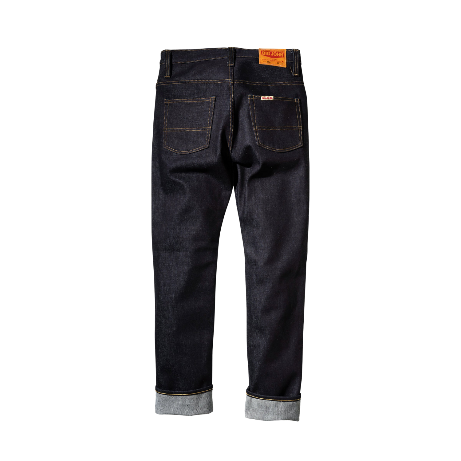 Big John M104G 23oz selvedge denim jeans in raw indigo — front view