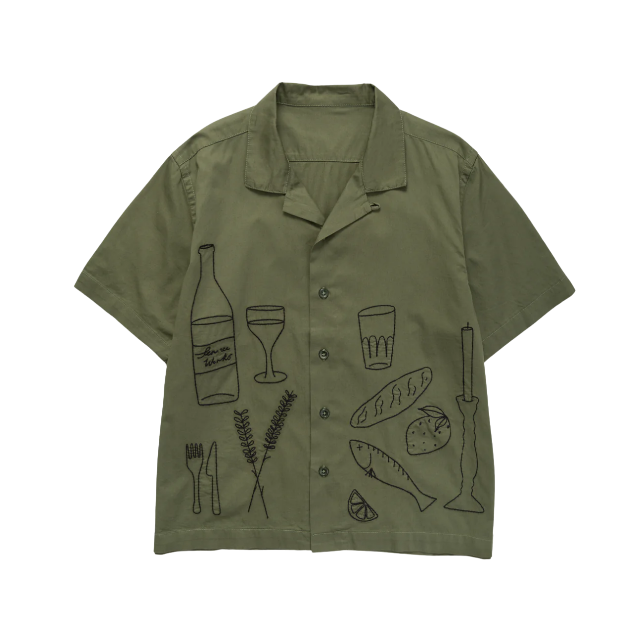 SERVICE WORKS LIGHT TWILL PICNIC SHIRT - OLIVE