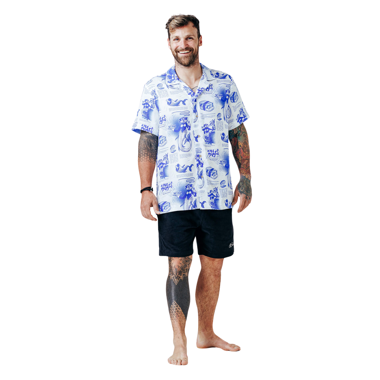 THE DUDES BEARMAID ISLAND HAWAIIAN SHIRT - OFF WHITE