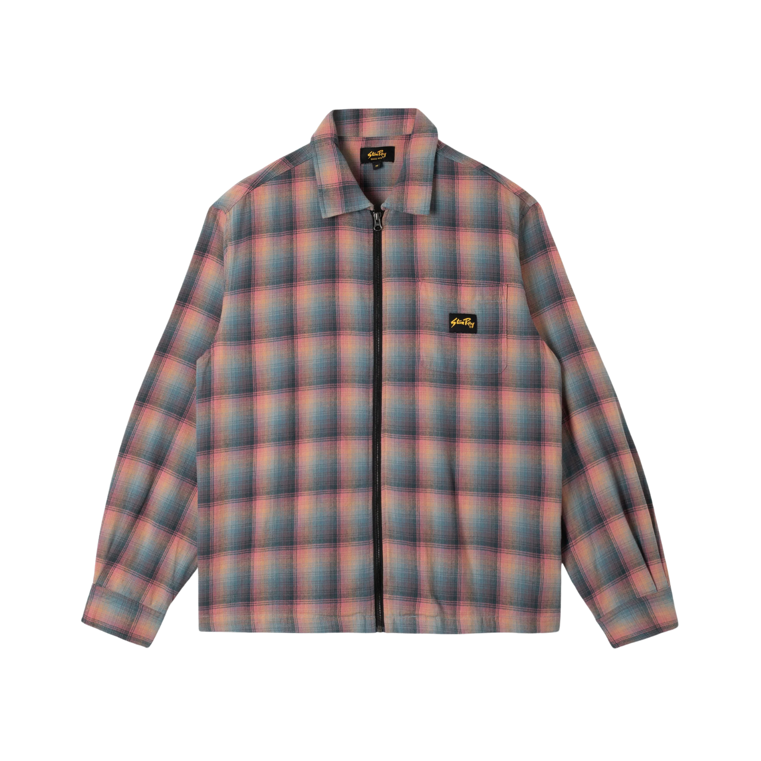 STAN RAY ZIP SHIRT - PINK/TEAL PLAID